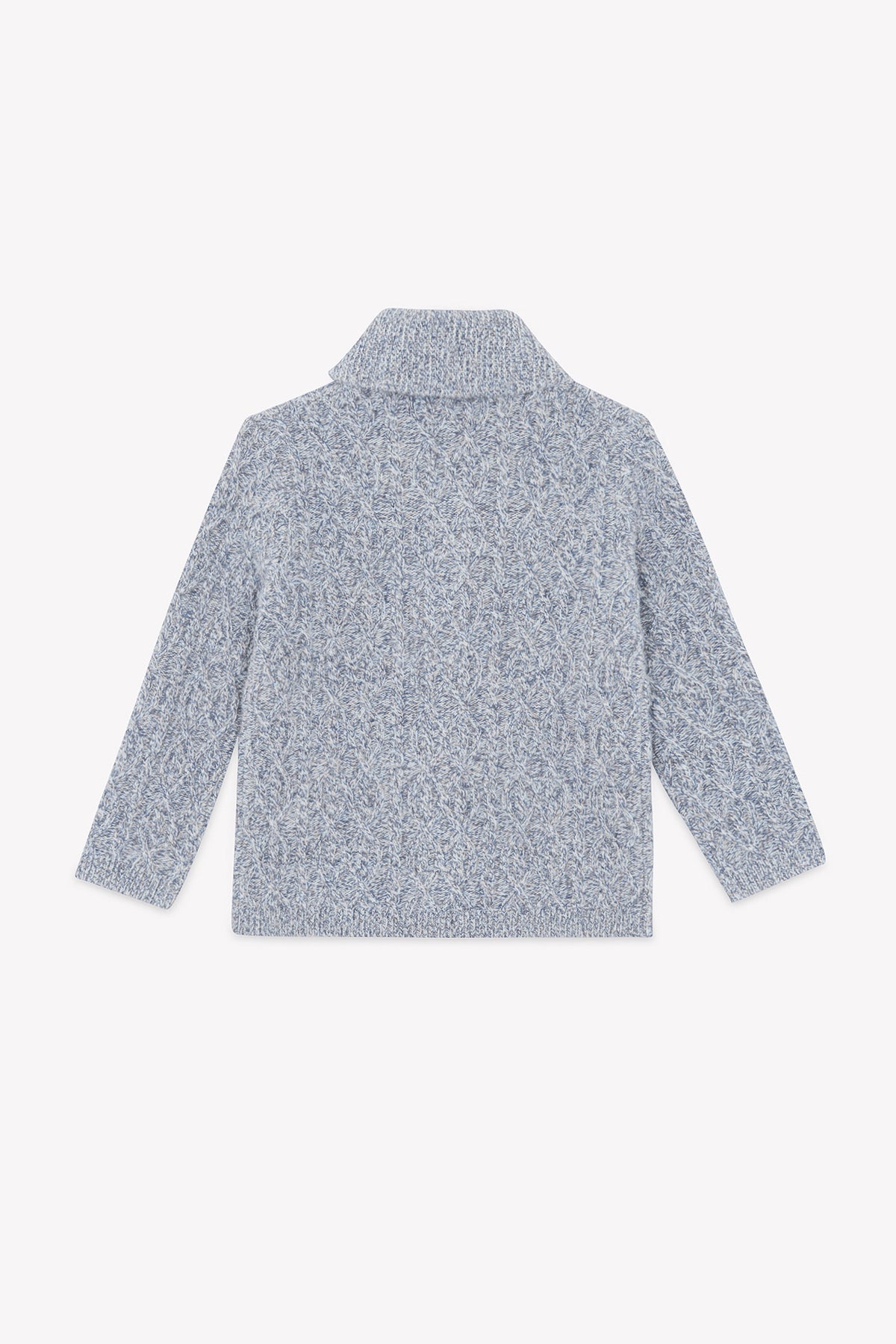 Marine Mouliné / Gilet - Marine Col Châle Maille Torsadée