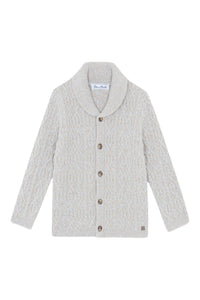 Gilet - Gris col châle maille torsadée