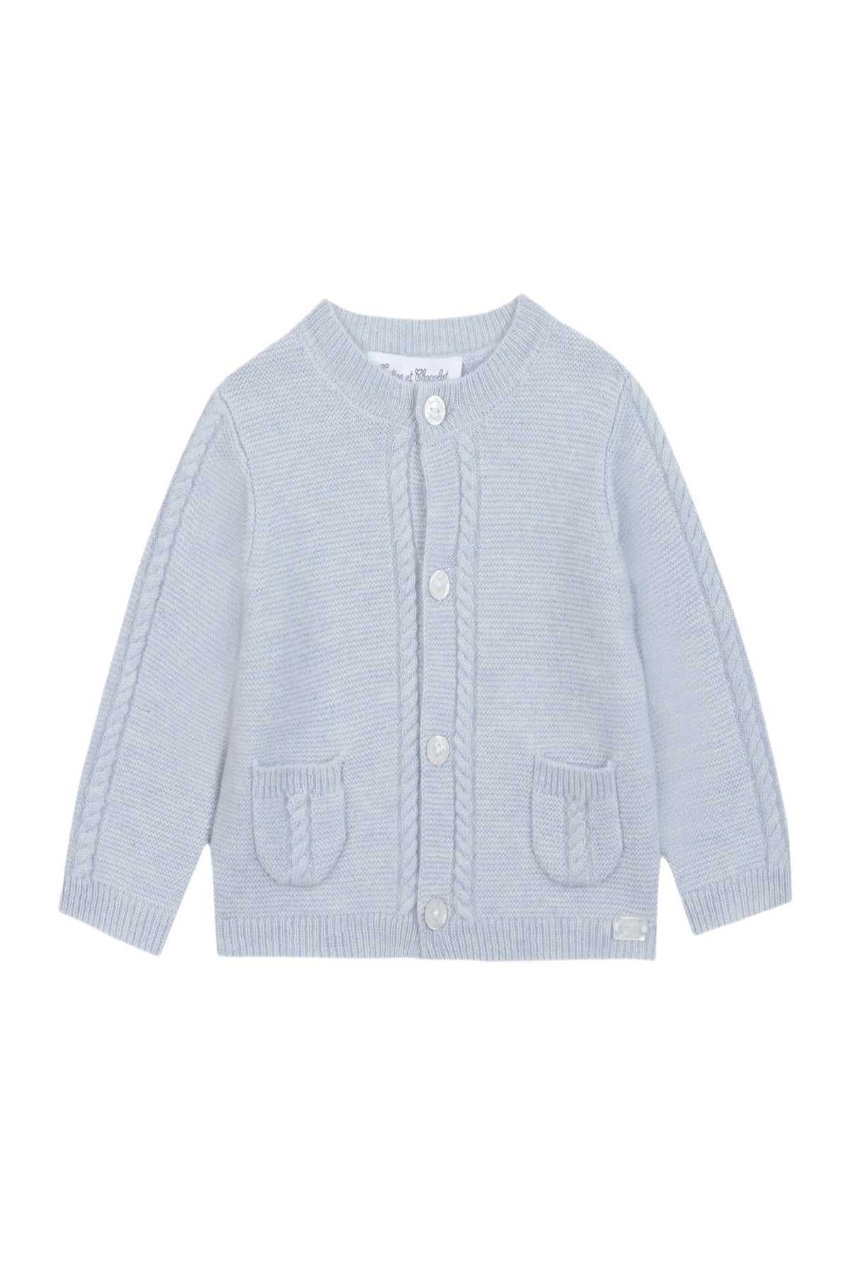 Cardigan - Bleu céleste chiné avec poches
