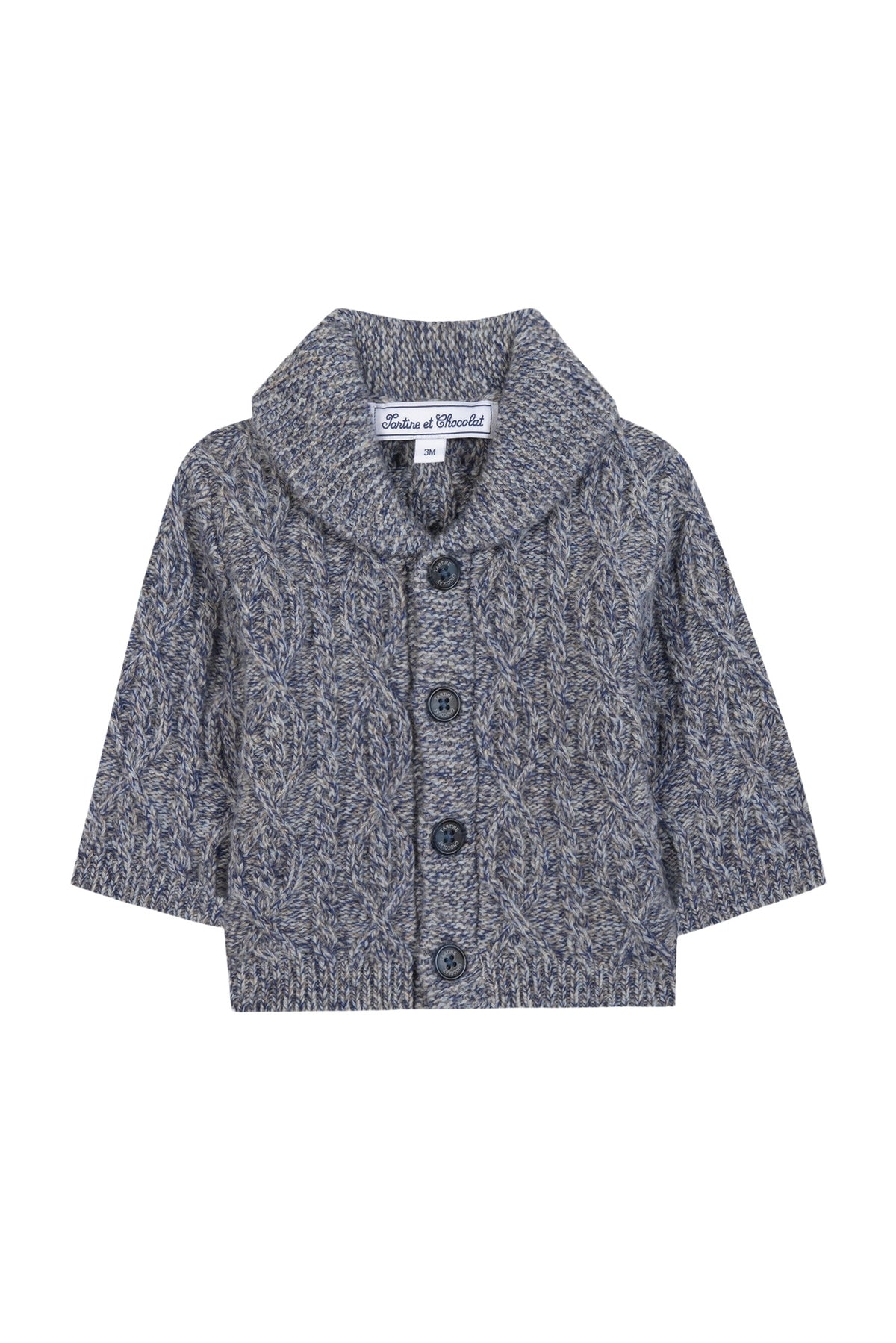Gilet - Marine col châle maille torsadée