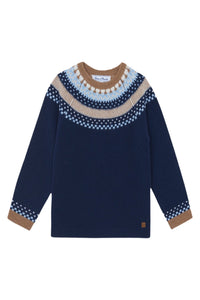 Pull douceur alpine en laine - Bleu marine