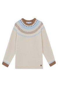 Pull - Beige chiné motif jacquard