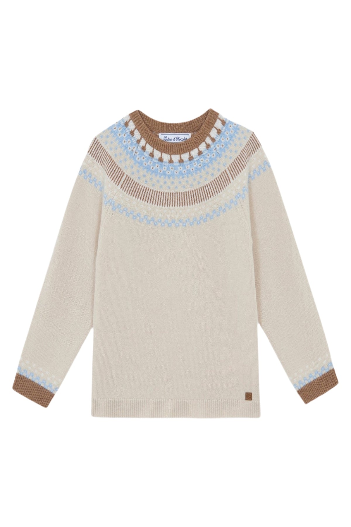 Pull - Beige chiné motif jacquard