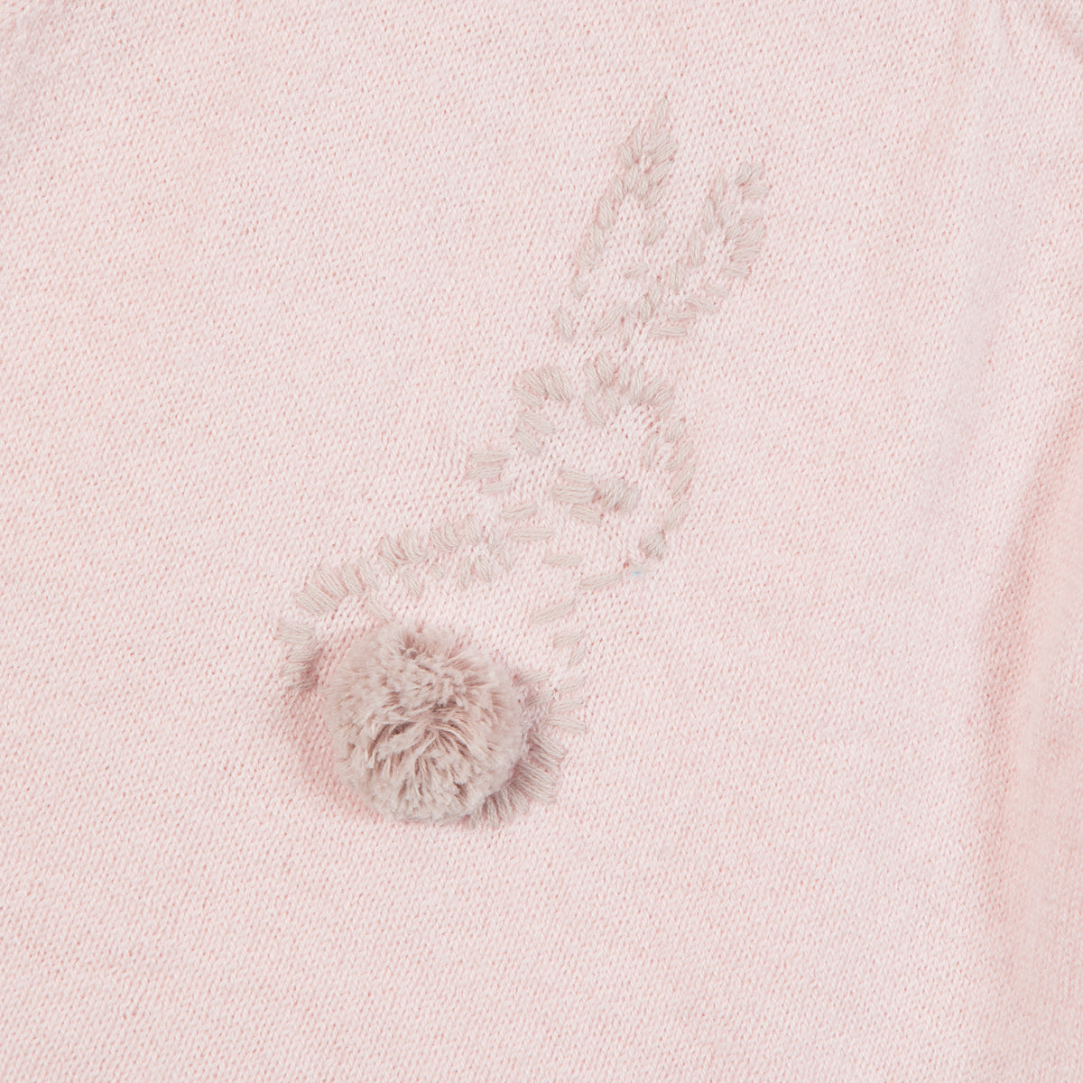 Rose Pâle Mouliné Nacre / Pull - Rose Pâle Broderie Lapin