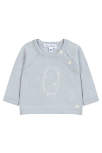 Pull - Bleu broderie hérisson