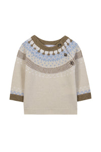 Pull - Beige chiné motif jacquard