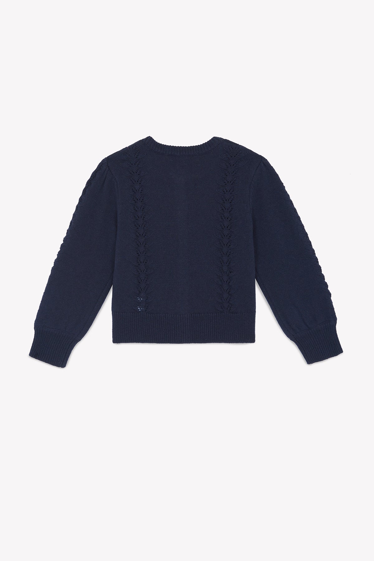 Marine / Cardigan - Marine En Laine Ajourée
