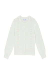 Cardigan - Ecru en laine ajourée