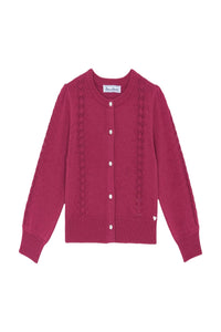 Cardigan - Magenta en laine ajourée
