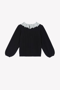 Noir / Pull - Noir Col Volanté