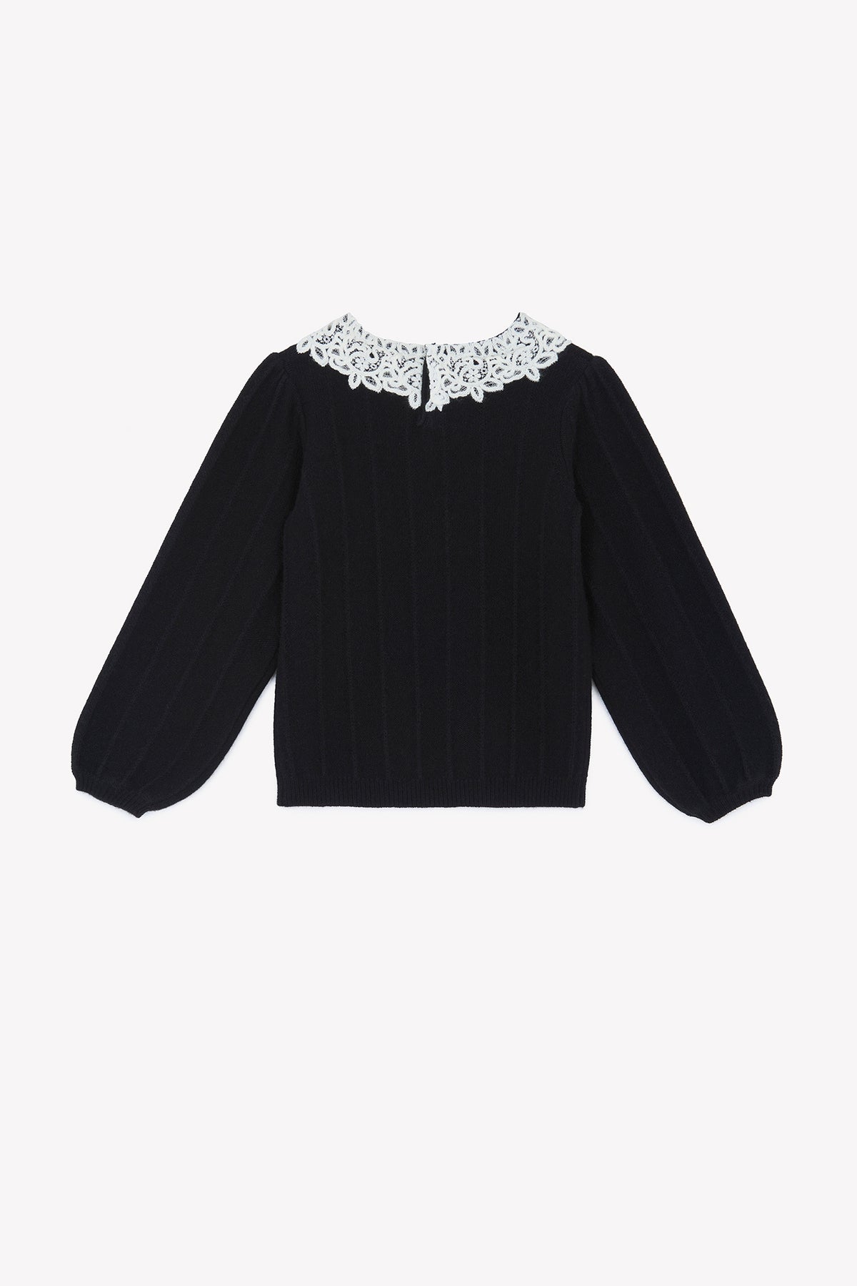 Noir / Pull - Noir Col Volanté