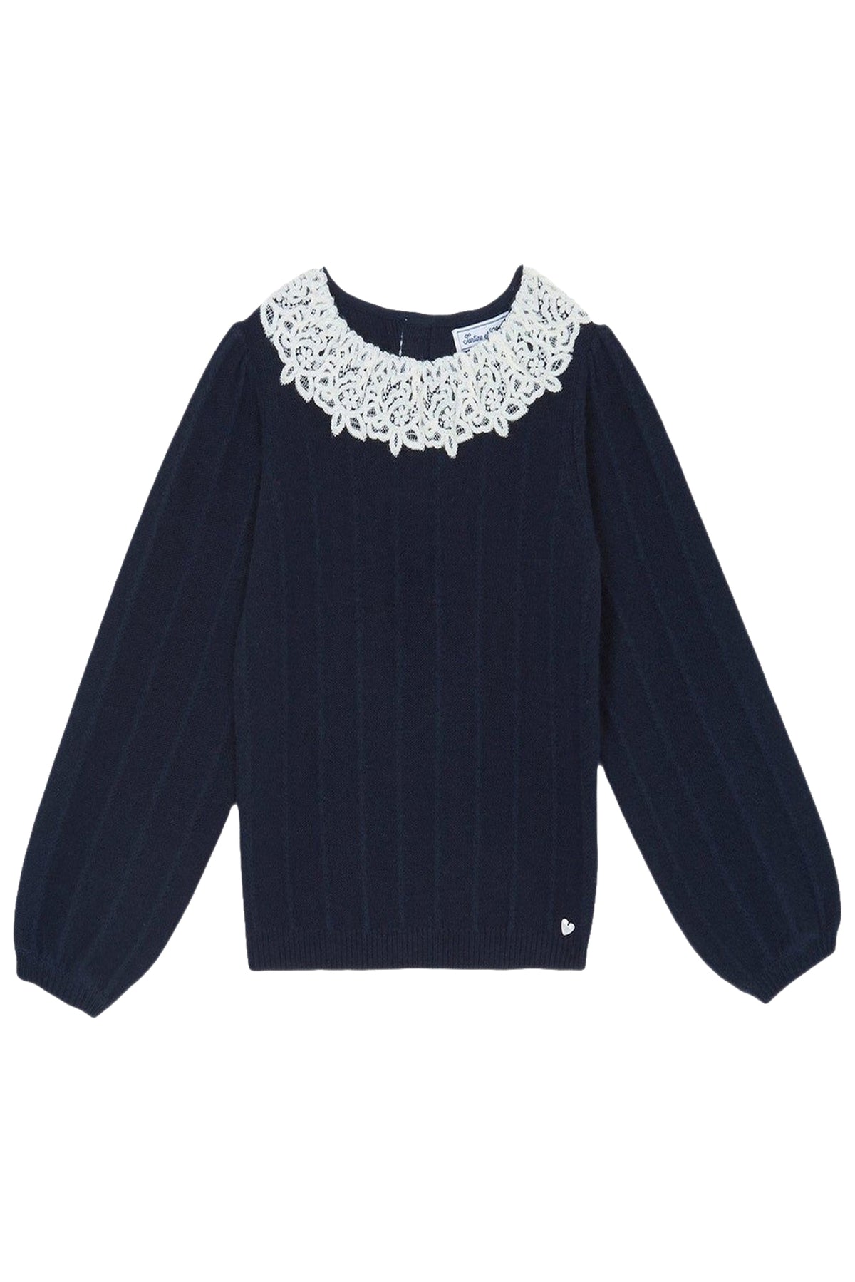 Pull back to school en laine - Bleu marine