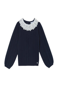 Pull - Marine col volanté