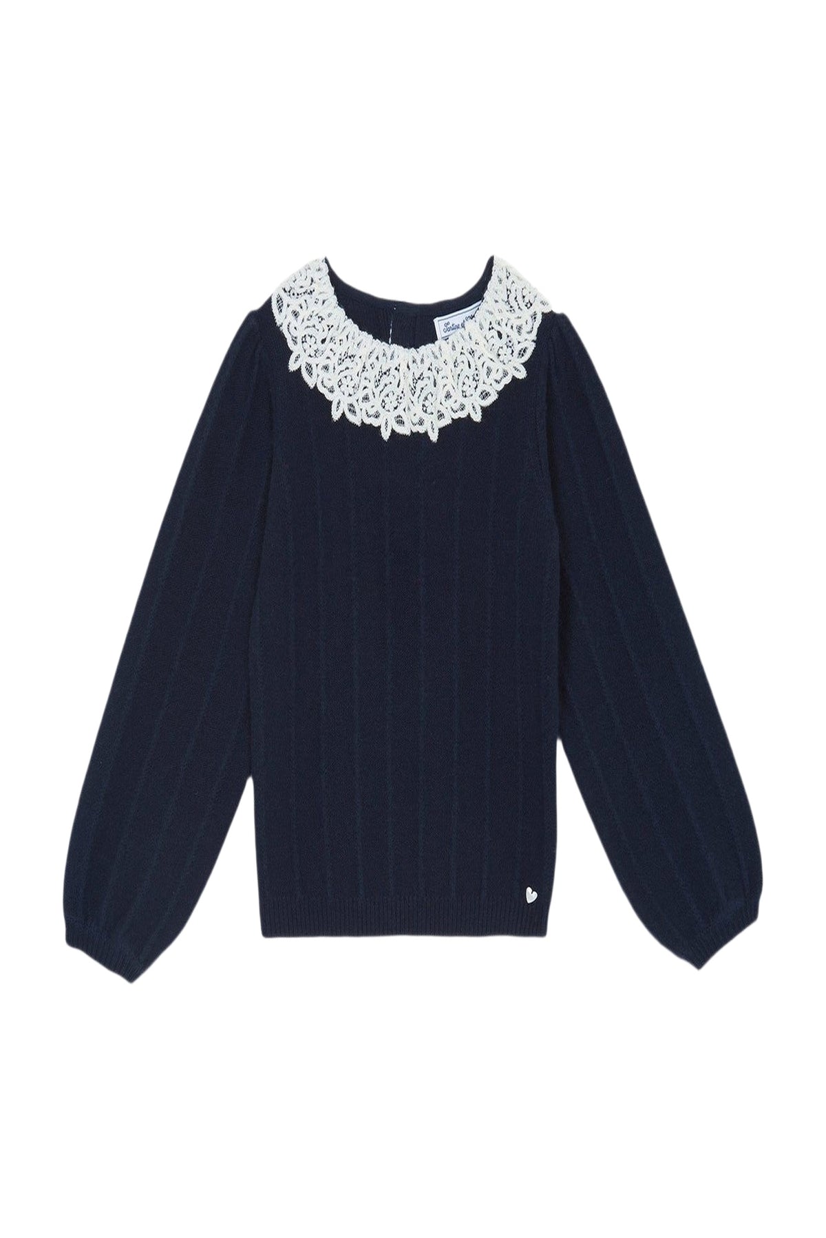 Pull - Marine col volanté
