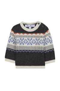 Pull - Gris foncé chiné motif jacquard