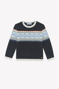 Bleu Électrique / Pull - Bleu Électrique Motif Jacquard
