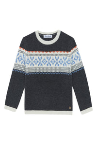 Pull - Bleu électrique motif jacquard