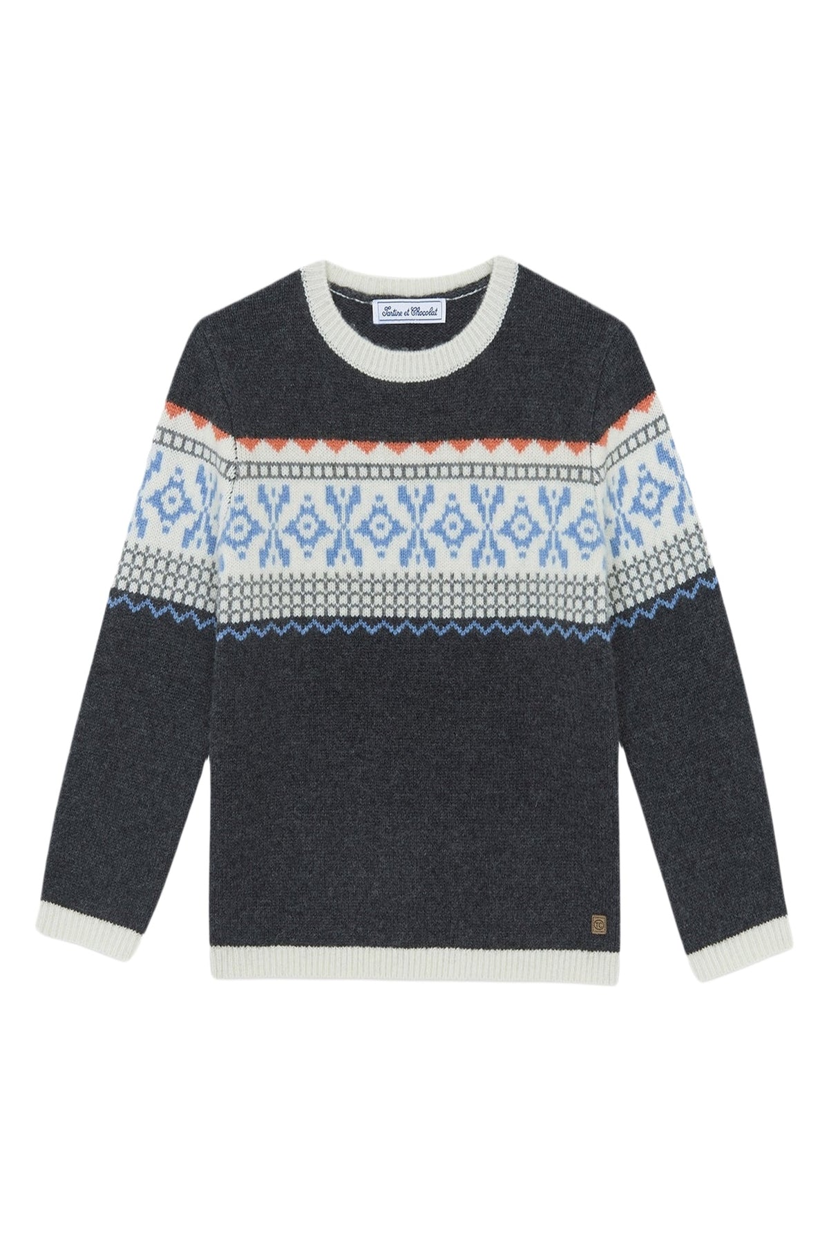 Pull - Bleu électrique motif jacquard