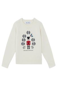 Pull - Ecru broderie casse noisette