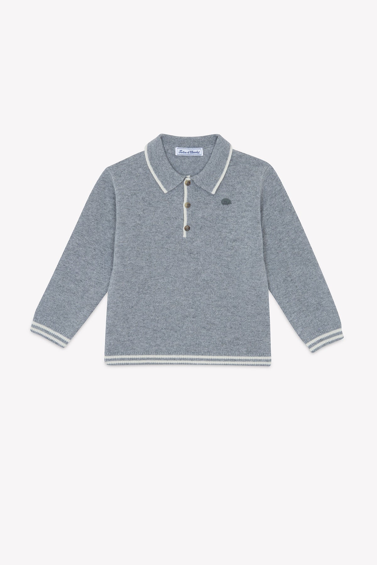 Gris Chiné Moyen / Pull - Gris Chiné Col Pointu