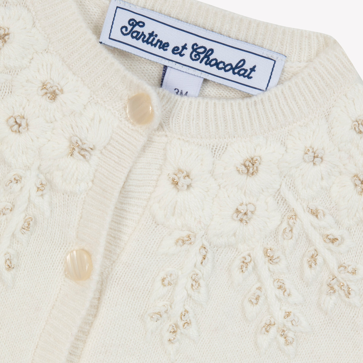 Cardigan - Ecru broderie flocons