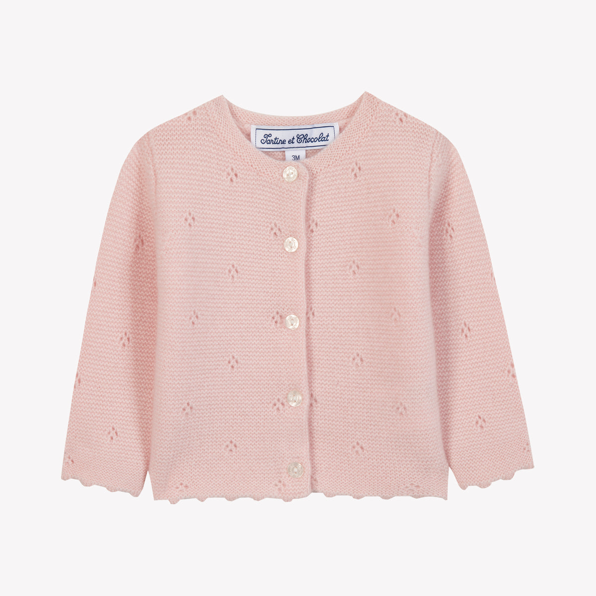 Rose Pâle / Cardigan - Rose Pâle 100% Cachemire