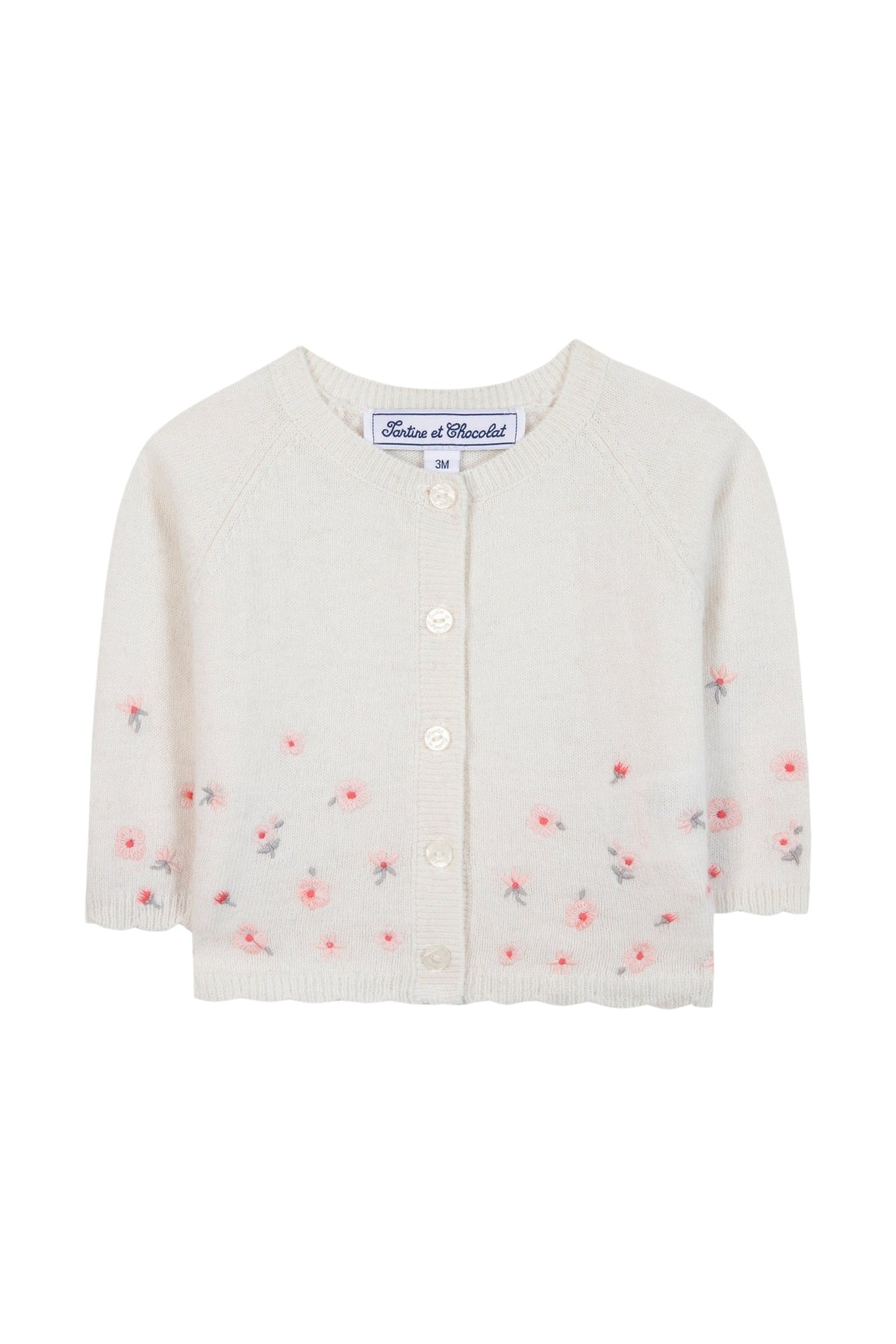 Cardigan - Ecru broderie praline