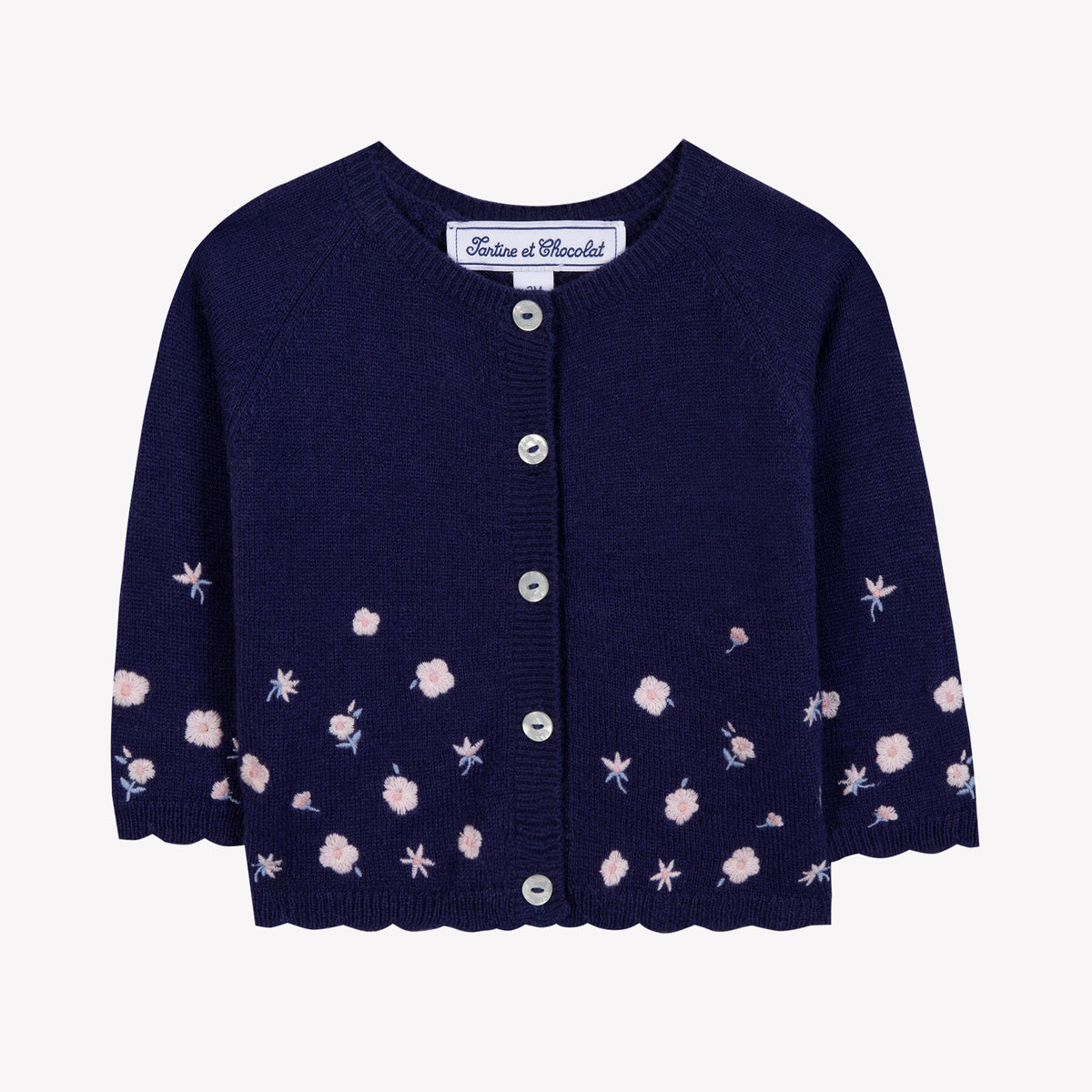 Myosotis / Cardigan - Myosotis Broderie Rose Pâle