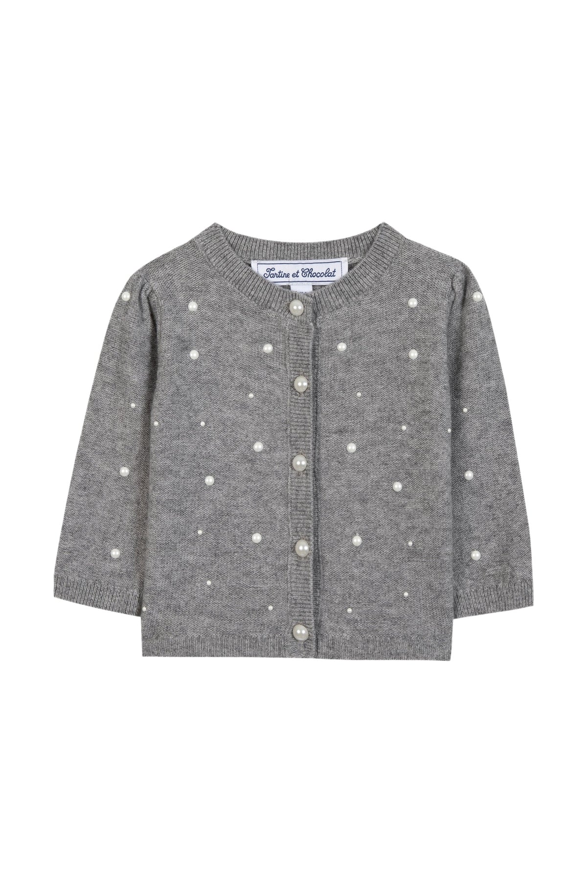 Cardigan - Gris chiné perles