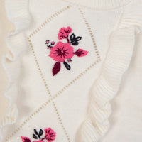 Nacre / Pull - Ecru Broderie Fleurs