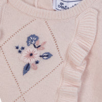 Rose / Pull - Rose Pâle Broderie Fleurs