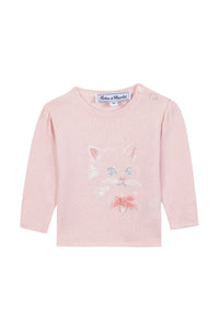 Pull - Rose pâle illustration chat