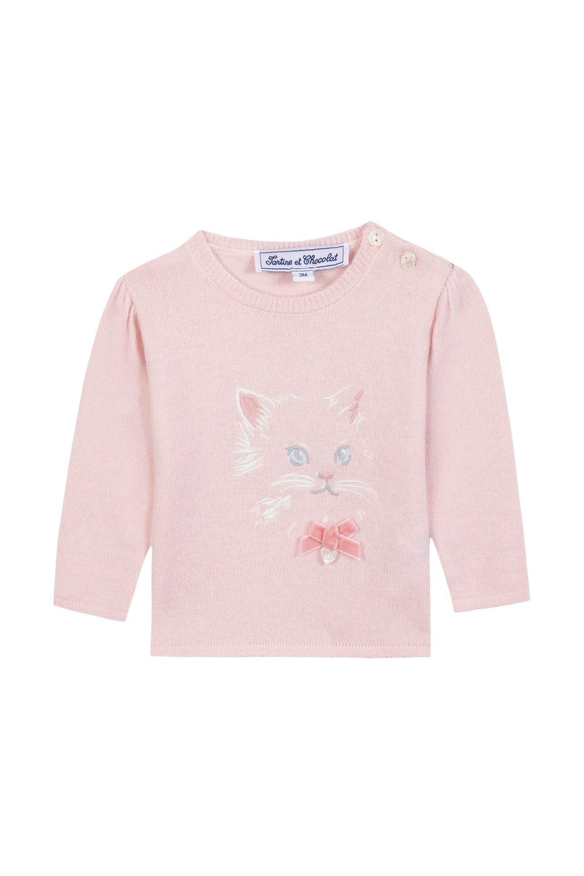 Pull - Rose pâle illustration chat