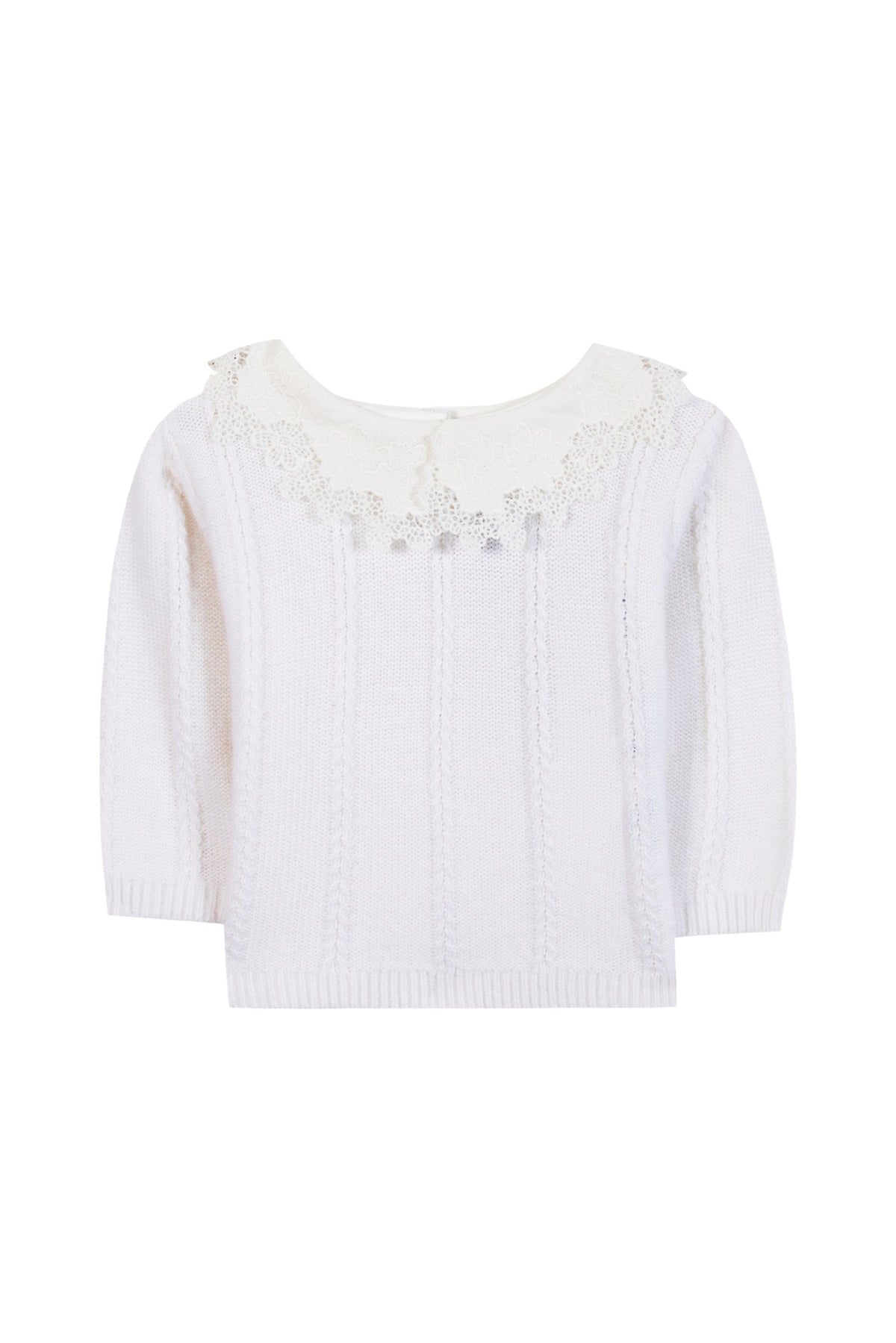 Pull - Ecru col broderie anglaise