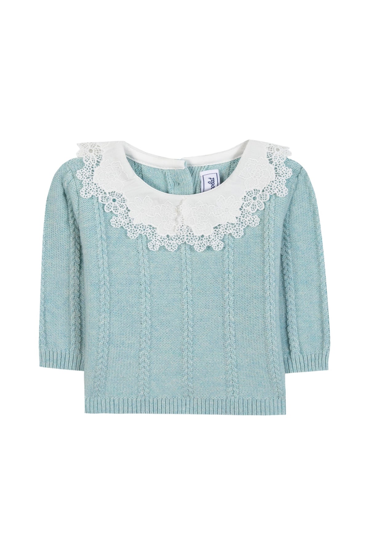 Pull - Vert d'eau col broderie anglaise