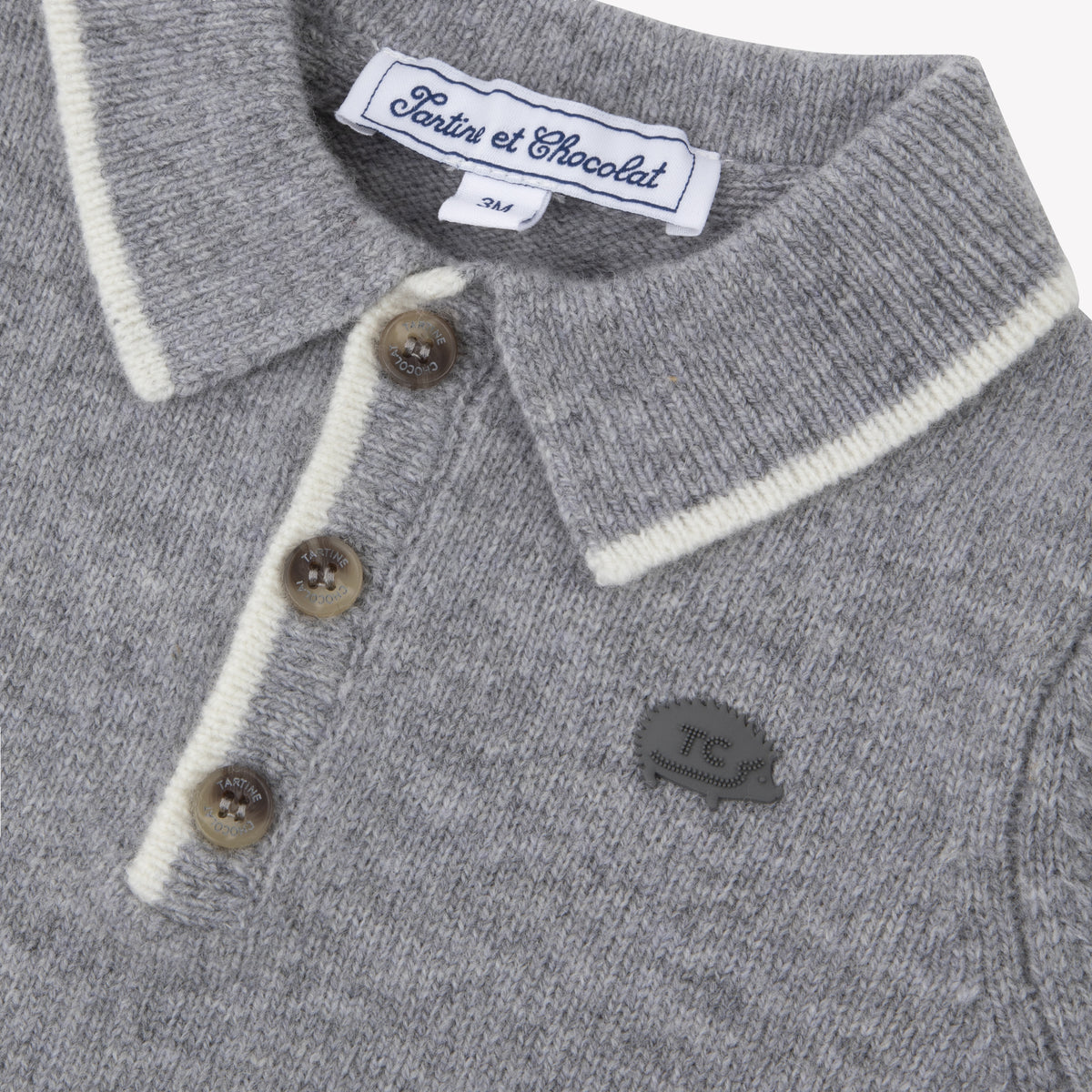 Gris Chiné Moyen / Pull - Gris Chiné Col Pointu