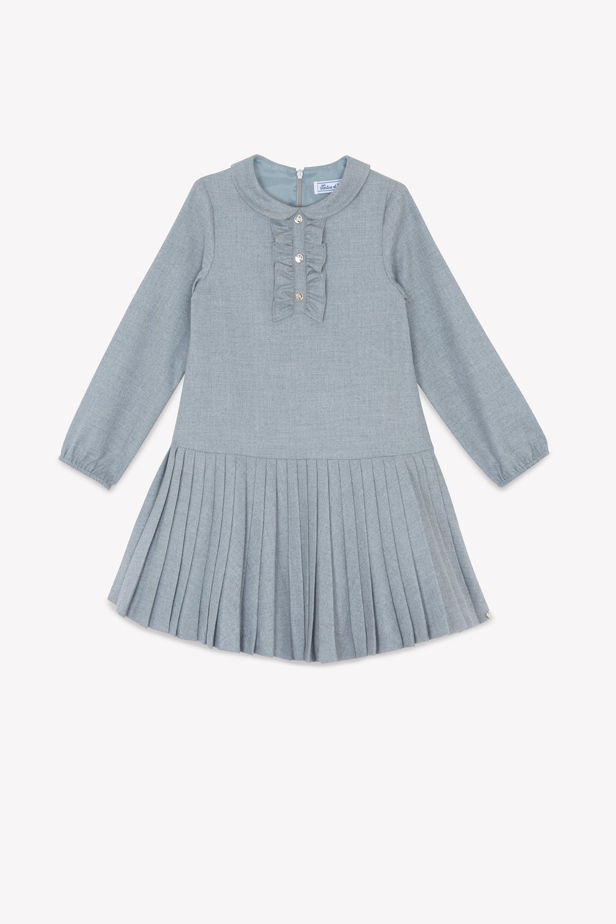 Gris Moyen Chiné / Robe - Gris Plissé