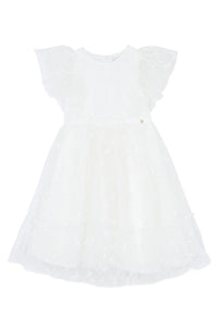 Robe - Ecru en voile brodé
