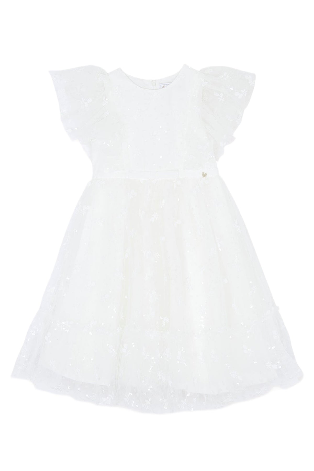 Robe - Ecru en voile brodé