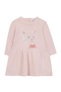 Robe - Rose pâle broderie chat