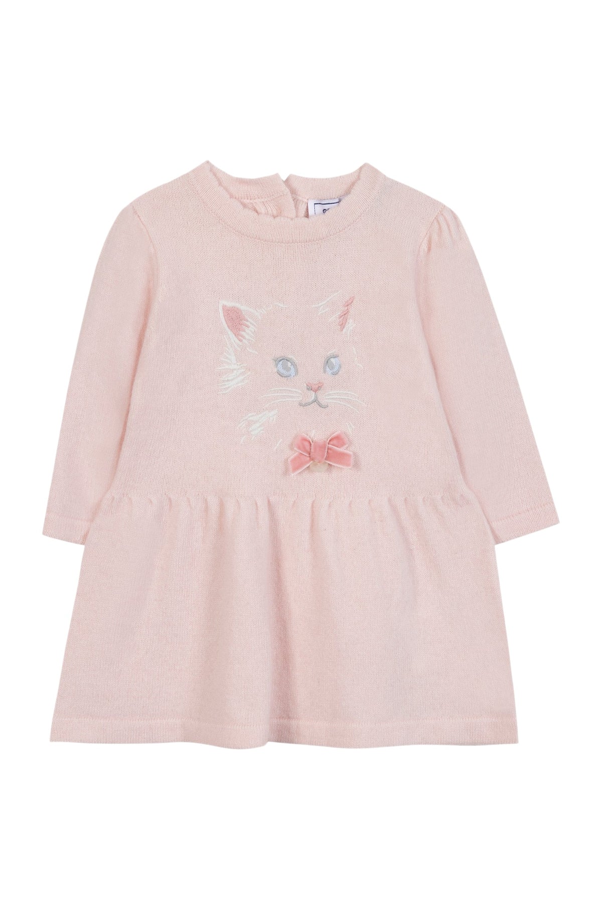 Robe - Rose pâle broderie chat