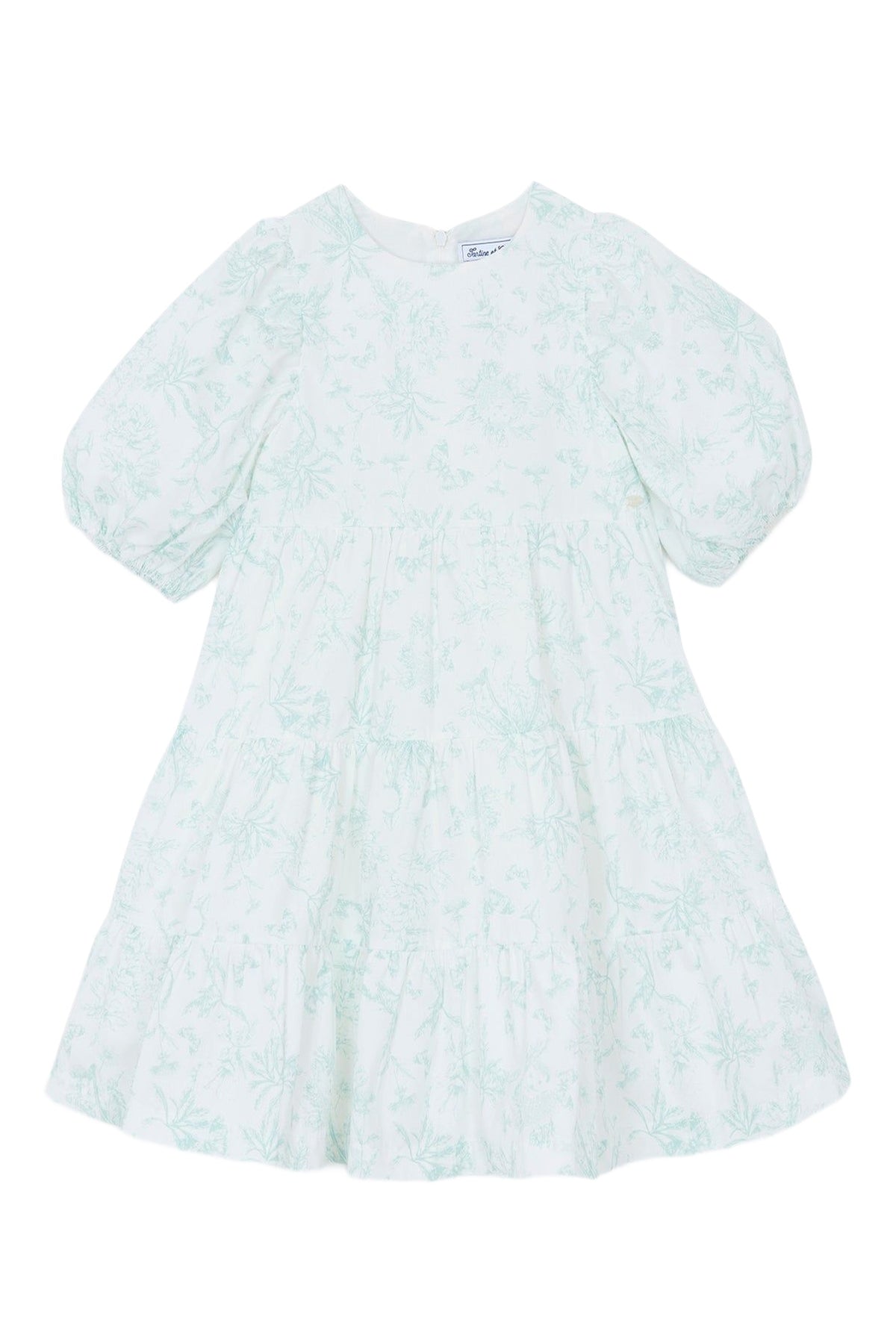 Robe - Vert d'eau inspiration Toile de Jouy