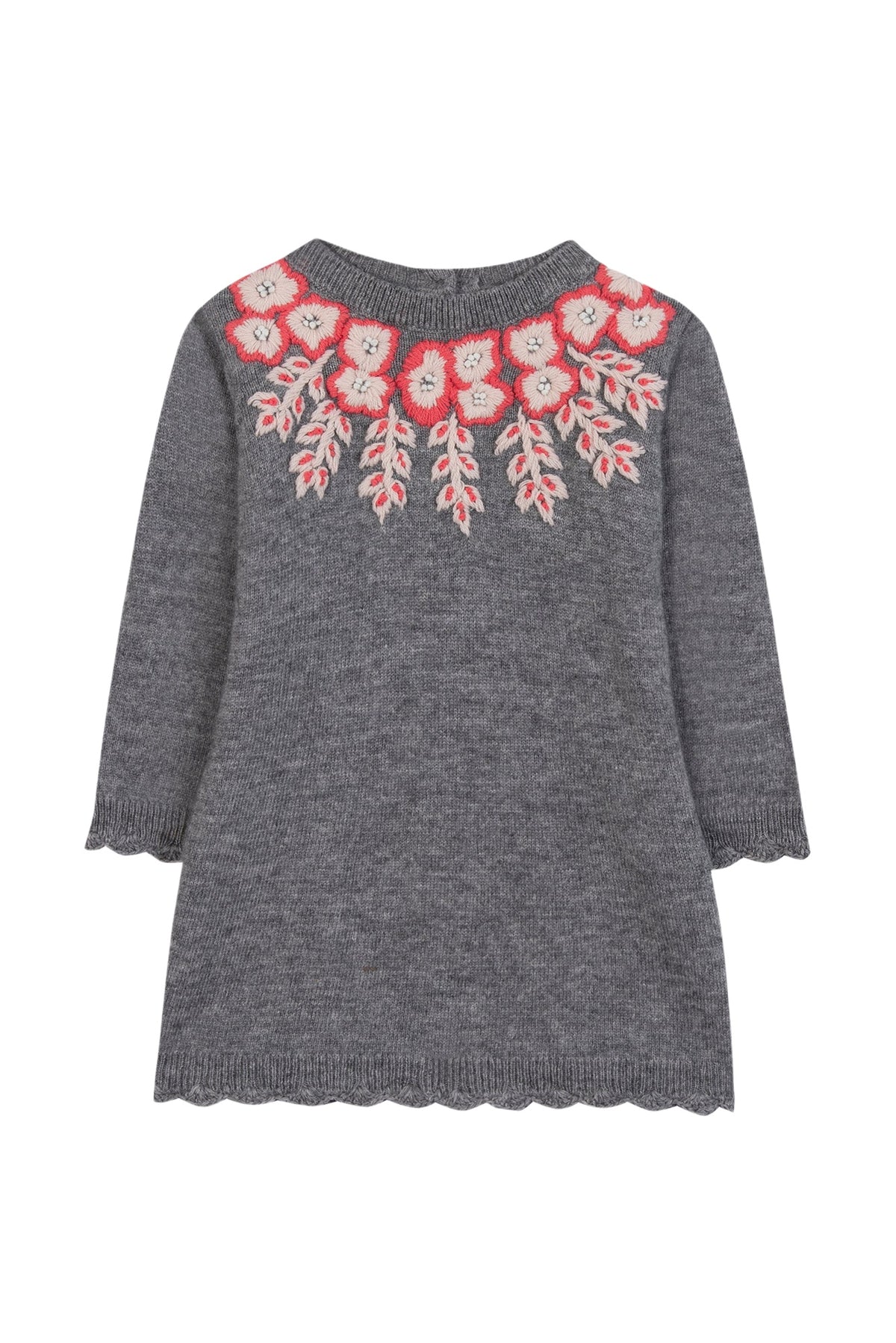 Robe - Gris chiné broderies