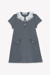 ZNO PICS // Robe - Gris chiné col volanté