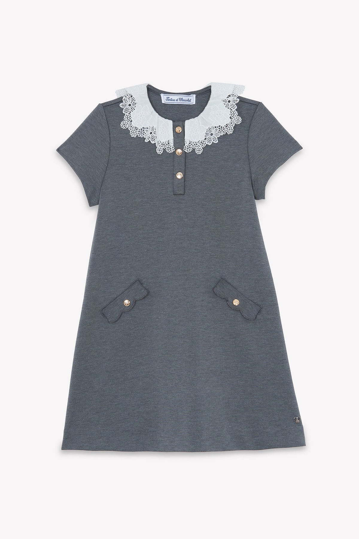 ZNO PICS // Robe - Gris chiné col volanté