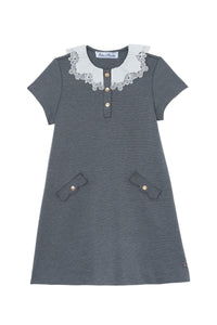 Robe - Gris chiné col volanté