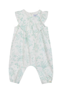 Long-sleeved summer cotton jumpsuit - Aquamarine