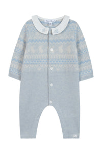 Combinaison longue - Bleu céleste jacquard