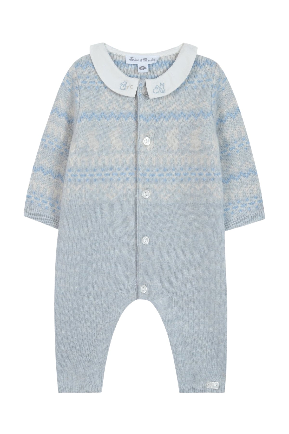 Combinaison longue - Bleu céleste jacquard
