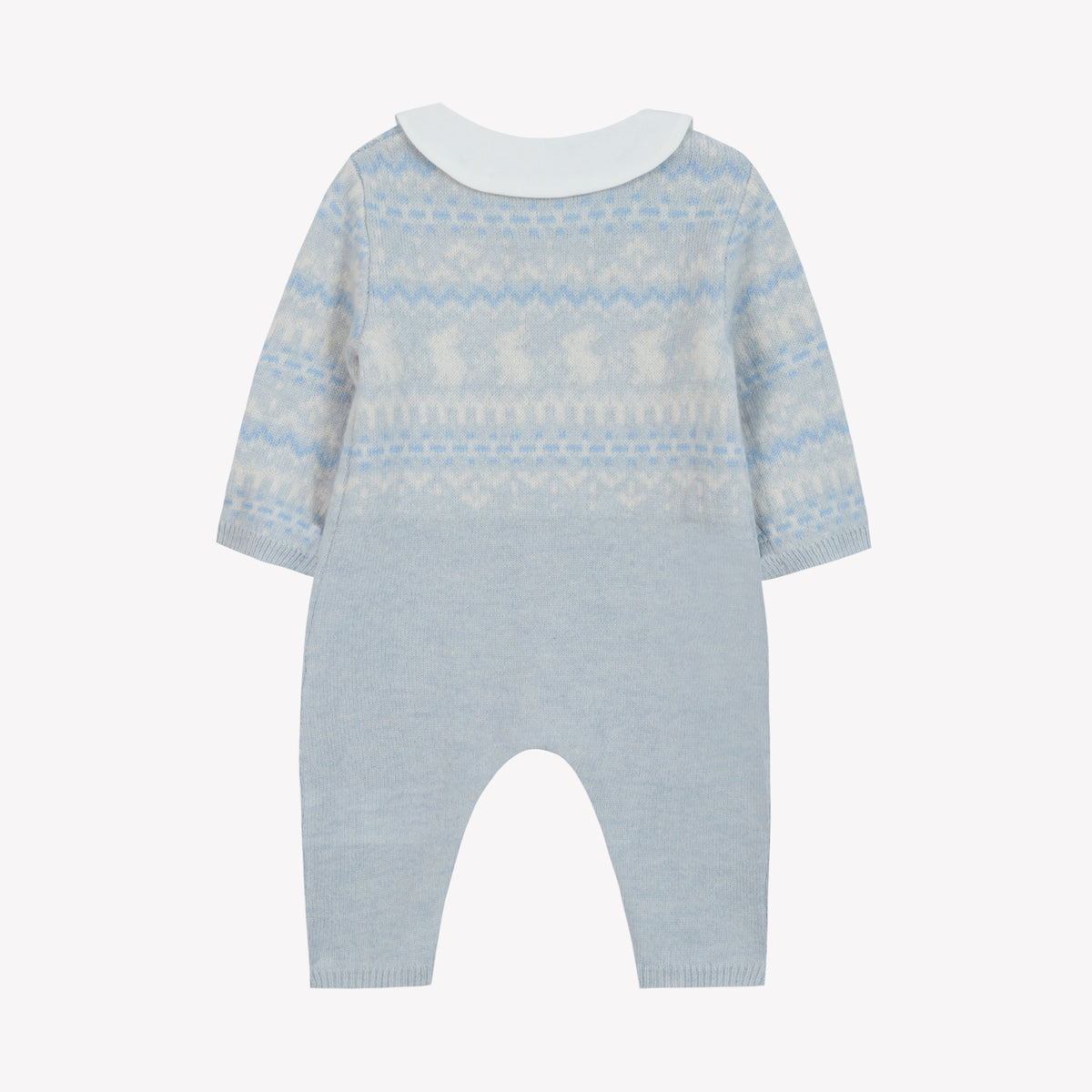 Bleu Celeste Chiné / Combinaison Longue - Bleu Céleste Jacquard
